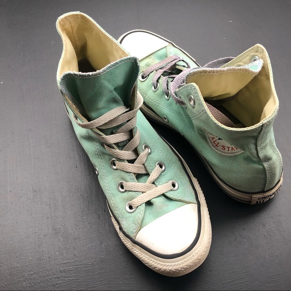 Converse turquoise/ light blue high tops w8 - Picture 2 of 7